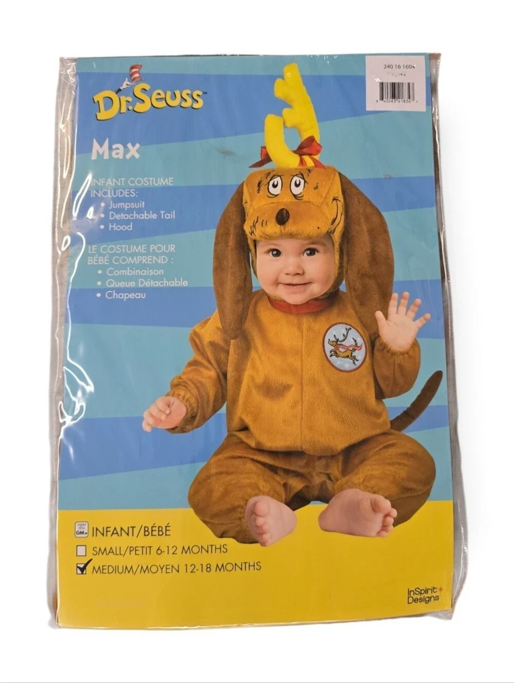 Dr. Seuss Max Grinch Baby Costume Medium 12-18 Months Halloween Christmas NIP